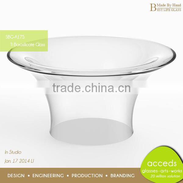 Handmade Borosilicate Clear Glass Fruit or Salad Bowl