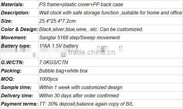 Wall clock with hidden/decorative wall clock/round hidden wall clock