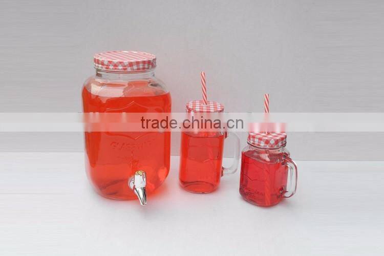 4L huge glass jar with tap for beverage and cold juice