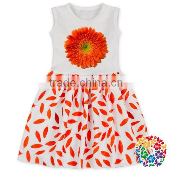 2017 pretty frocks for children flower print party dresses kids