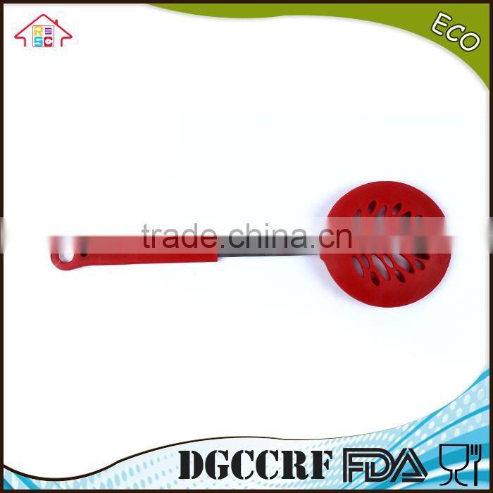 NBRSC FDA/LFGB Heat Resistant circular silicone slotted spoon shovel spatula turner spade new leaf shaped