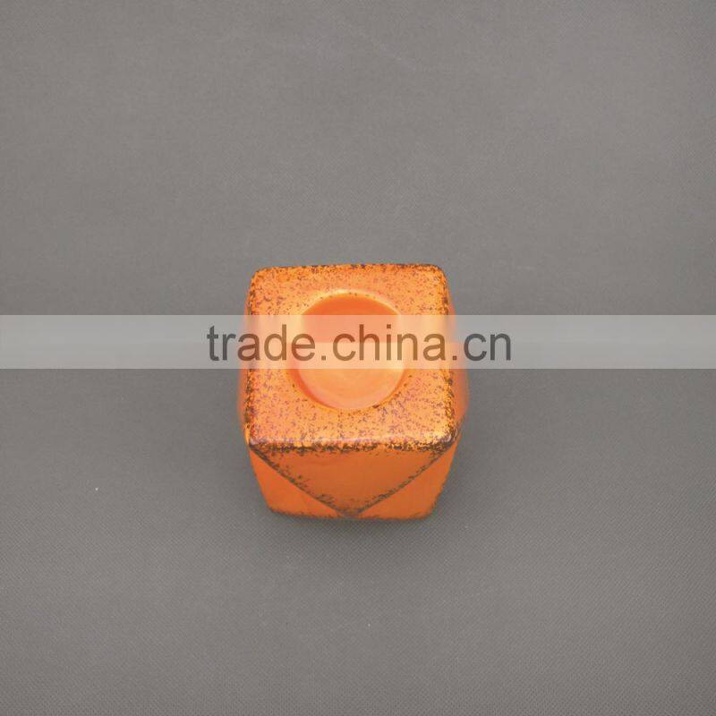 Home Decorative Table Top Elegant Orange Ceramic Tealight Candle Holders