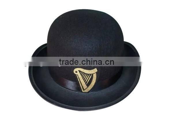 2017 new fashion products gentleman fitted wool felt bowler hat for sale with black ribbon private logo made in china