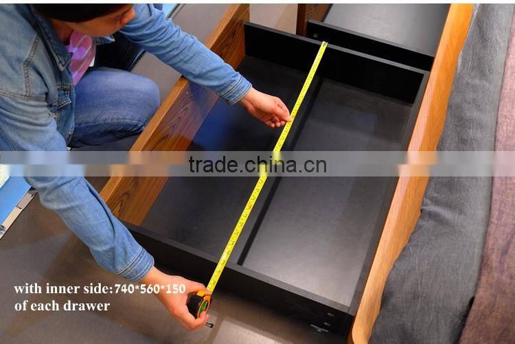 Contemporary Wooden Double Bed Frame Designs With Storage B-814