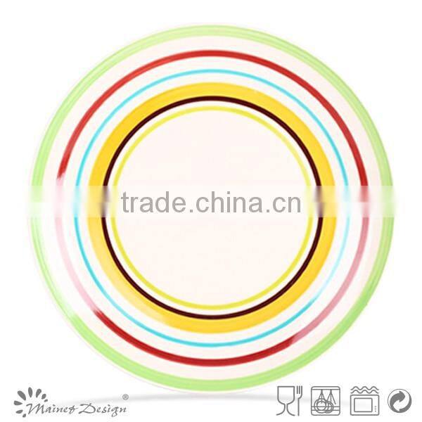 cheap colorful stripe ceramic handpaited plate and dish