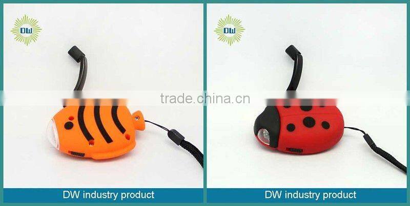 cute mini manual dynamo led flashlight