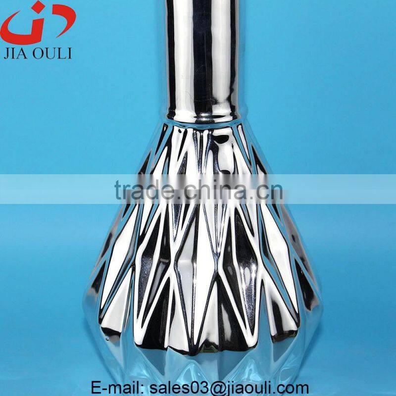 Quality plating silver ceramic flower vases for home decor