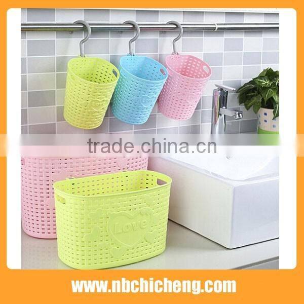 Plastic shelf bracket bath samll storage basket with hook