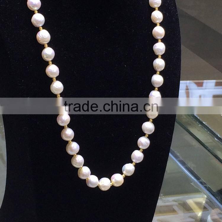 11-12mm white Eaison Pearl with 14K Gold clasp necklace