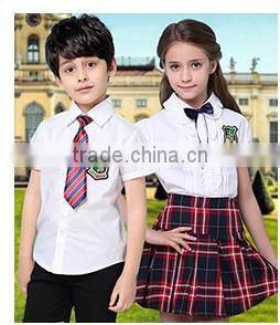 Custom Primary School Shirt /Short Skirt And Pants For Children Summer School Uniform