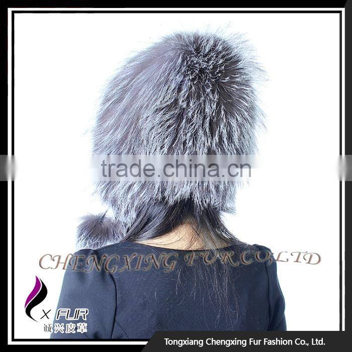 CX-C-114 Wholesale 2016 Good Quality Windproof In Stock Silver Fox Fur Hat