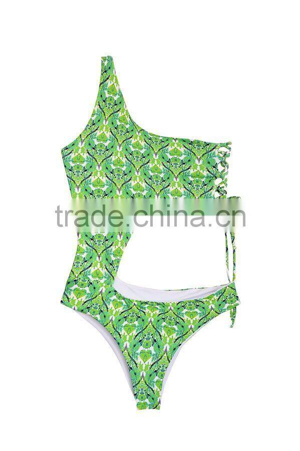 ladies fashion big cut out one-piece swimwear