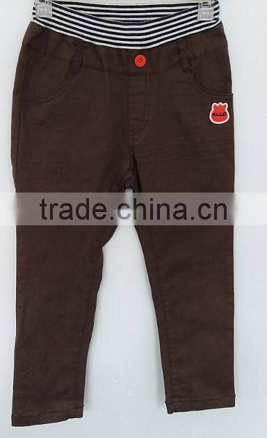 cool boys brown color plain dyed jeans with embroidered on back pocket for Autumn