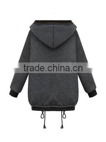 2-Layer Hooded Long Sleeve 2-Layer Zipper Pure Cotton Coat for Women
