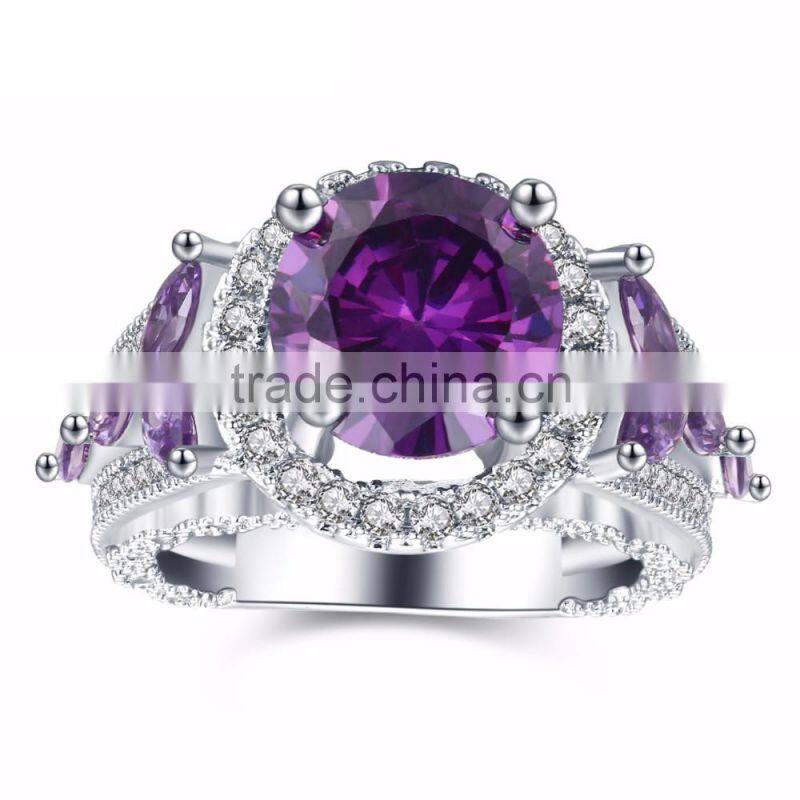 China Yiwu wholesale high-end jewelry genuine s925 ring amethyst diamond for women