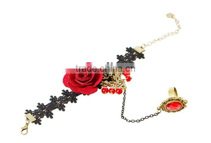 Lace jewelry black supperstar style bracelet wholesale girls jewelry set with diamonds