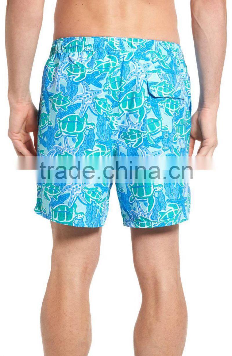 MGOO Turtle Starfish Pattern Printing Swim Trunks Quick-drying Fitted Waist 100% polyester Men's Sportswear
