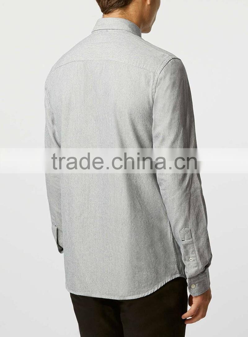 stripe slim fit long sleeve dress shirt with collar button