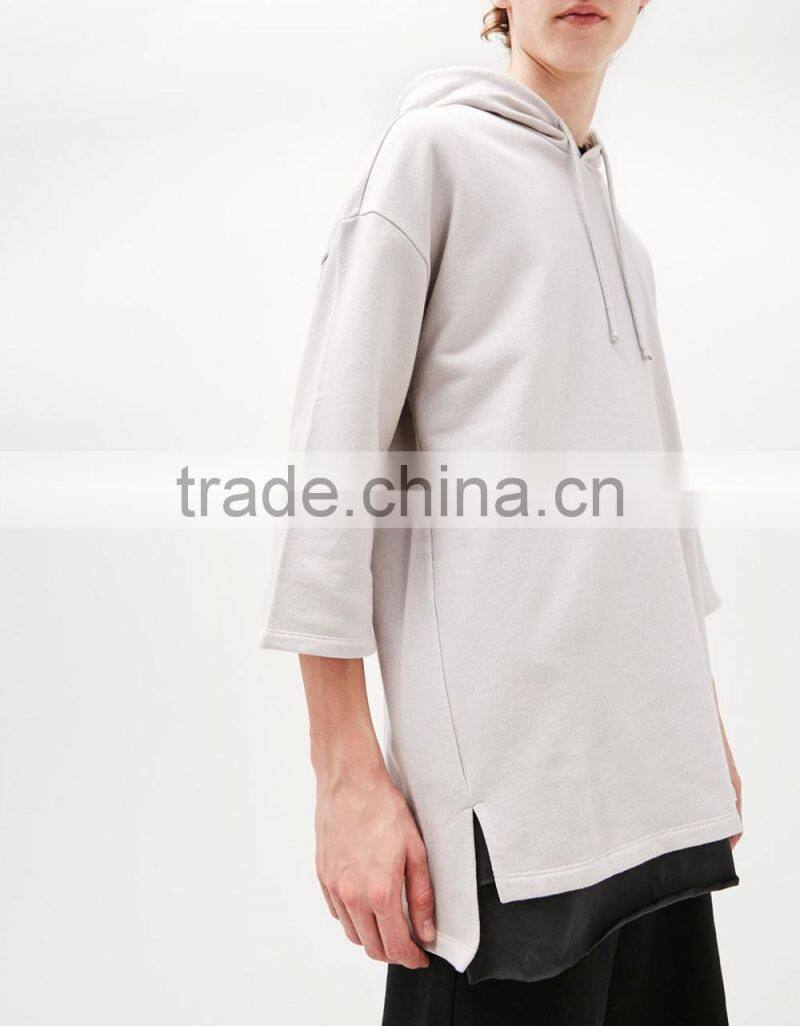 2017 custom new arrival 3/4 sleeve oversized hoodie