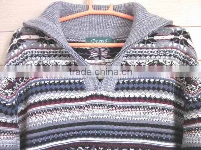 2016 New Design 100% Wool Shrug Men's Intarsia Heavy Winter Sweaters