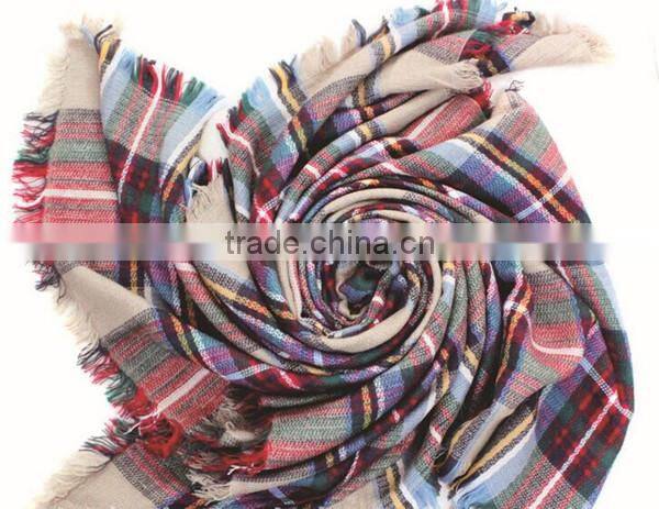 Classic plaid pattern high quality 30 choice 140*140 acrylic new European style square blanket scarf