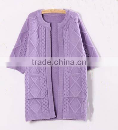 2014 hot sell wholesale high quality cotton long sleeve fashionable no button cardigan