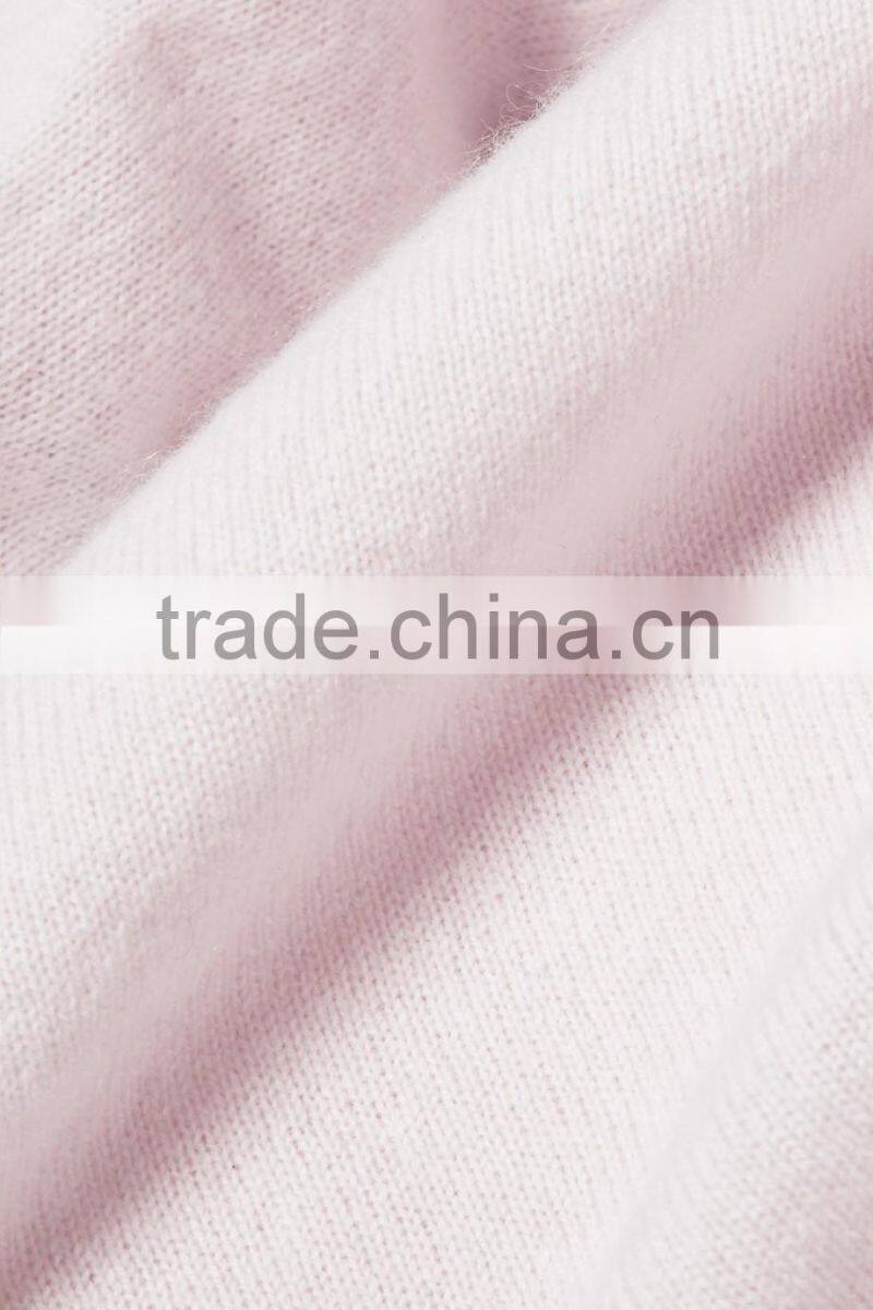 High Quality 100% Cashmere Ladies Slips On V-Neck Sweater with Ribbed Trims