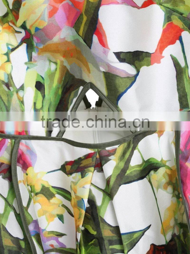 Ladies sleeveless polyester/spandex sublimation hollowed modern dress