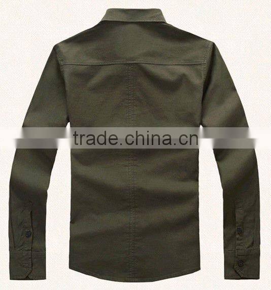 New Elegant Khaki 100%Cotton Men fancy casual Shoulder strap shirt with square collar