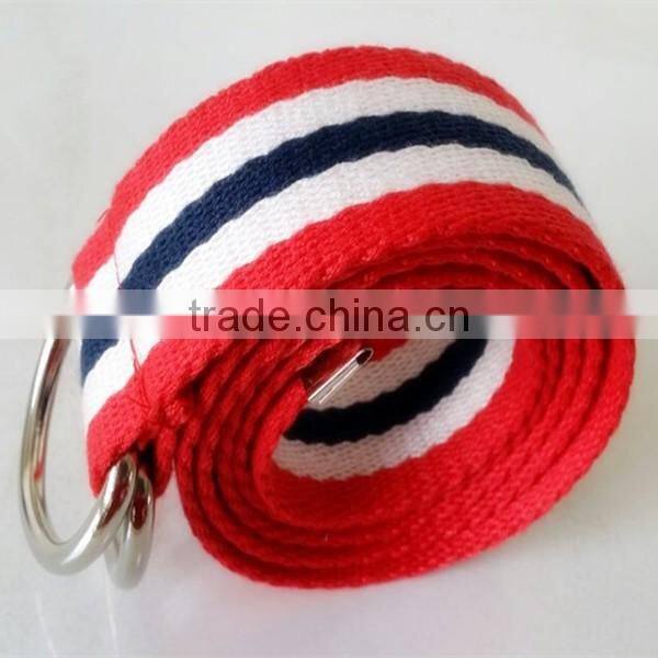 100% cotton Yoga straps Webbing strap with D-ring buckle