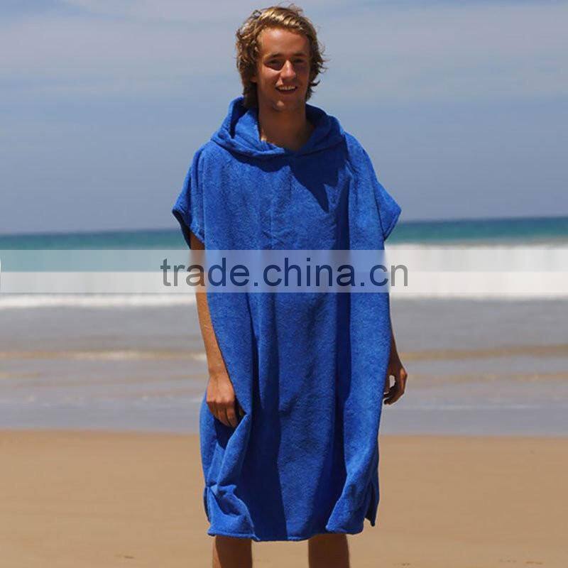 Surf Poncho Beach Towel Plain Pattern Velour Bath Robe With Hooded