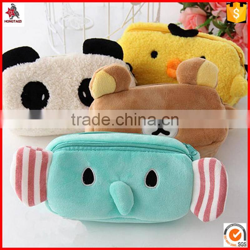 OEM super soft carton animal toy shaped plush pencil case wholesale