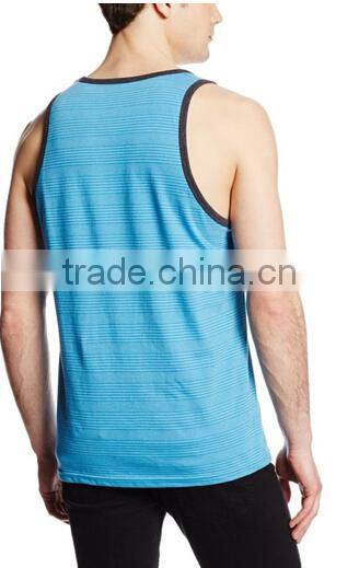 2015 wholesale men's comfortable bodybuliding Stripe jersey tank top in bulk XYT-1902