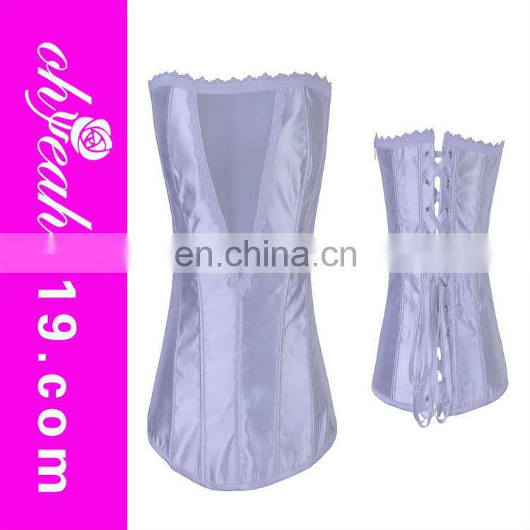 Latest style deep-V white women slimming corset