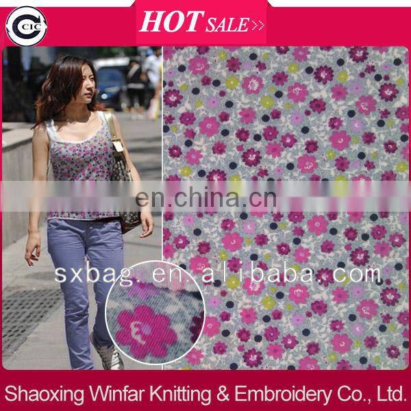 shaoxing winfar printed knitting spandex 100 polyeste microfiber fabric for garment