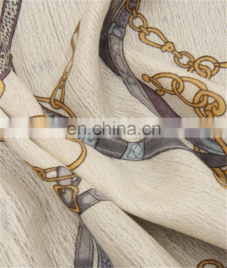 2017 wholesale fashion women print wool silk reversible scarf