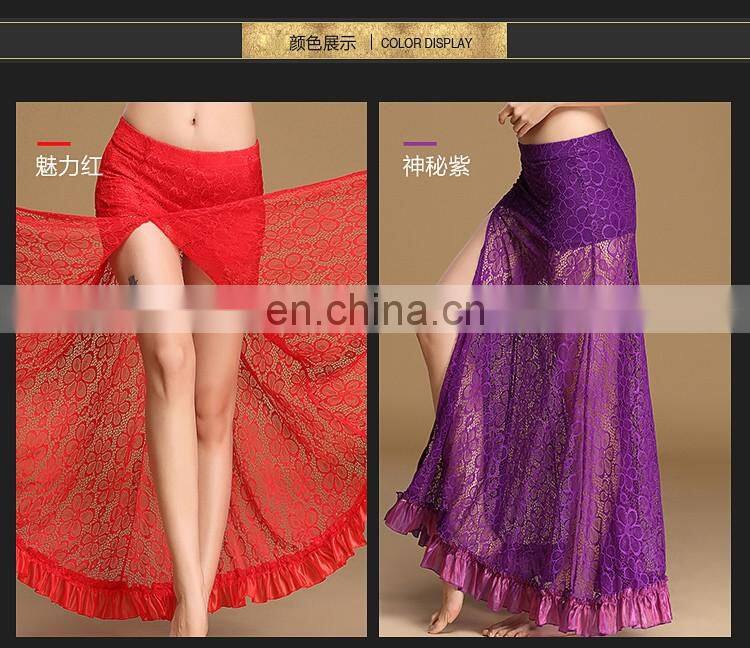 Q-6057 Spainish sexy lace long lady belly dance skirt
