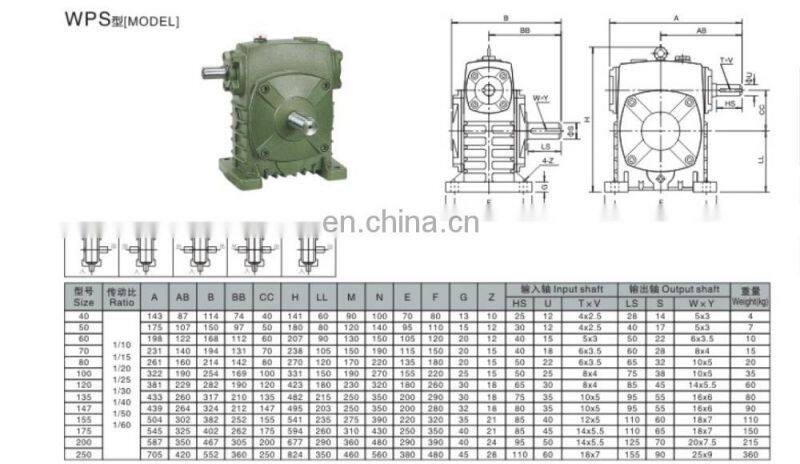 High Quality WPS 100 250cc gear box Speed Reduction Box