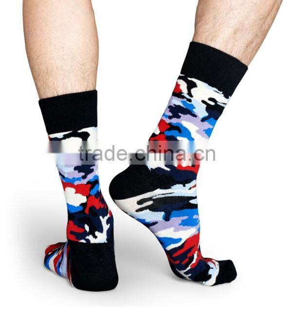 2016 Fashion Custom Jacquard Logo Camo Socks