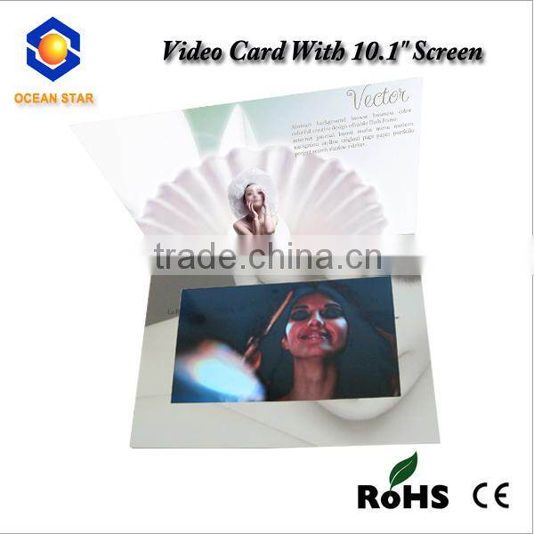 Popular design 10.1inch video greeting cards lcd video business cards video brochure card for invitation