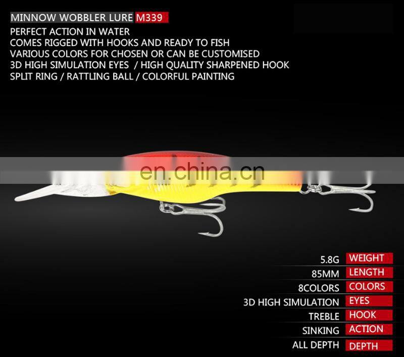 8.5cm 5.8g Wholesale Artificial Fishing Lure Saltwater Freshwater Casting Biat Sinking Minnow