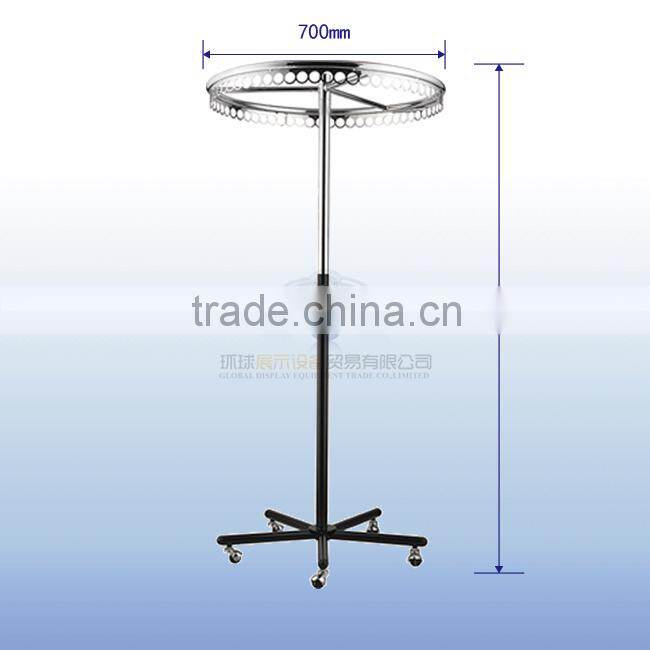 Chrome adjustable height belts display rack with 5 casters
