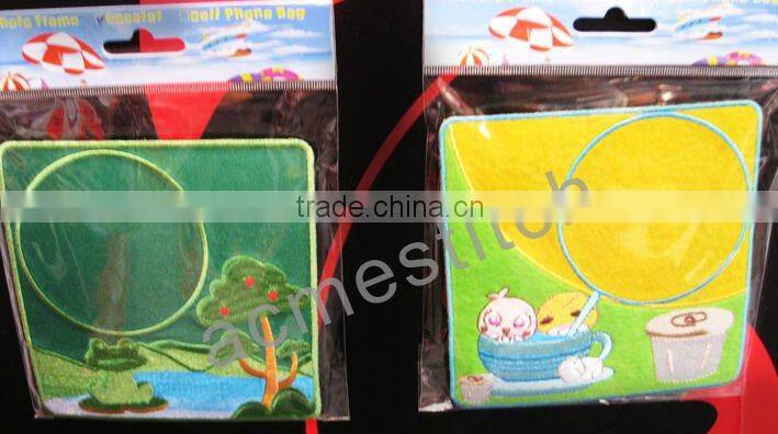 Fashion embroidered cup mat / 3d embroidered satin cup mat/ lovely cup mat