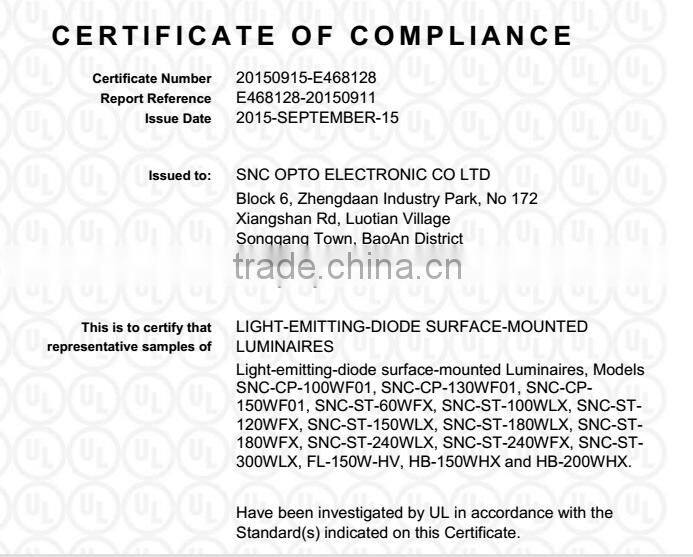 Type II Lens LED Pole Street Light 240w with UL CUL Approved