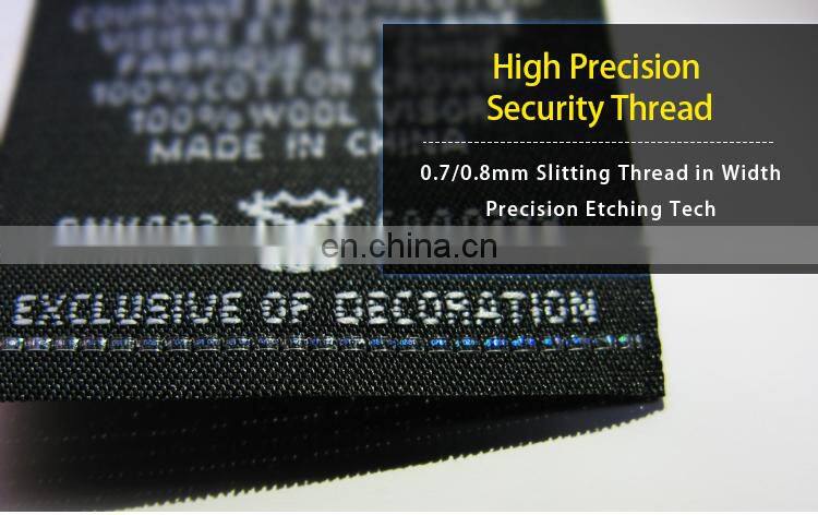 High Precision Hologram Security Thread for Woven Label