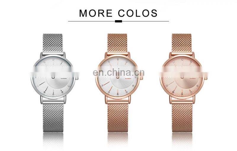 SHENGKE Hot Selling SS Mesh Band Watch IP Plated Rosegold Luxury Ladies Watch K0093L