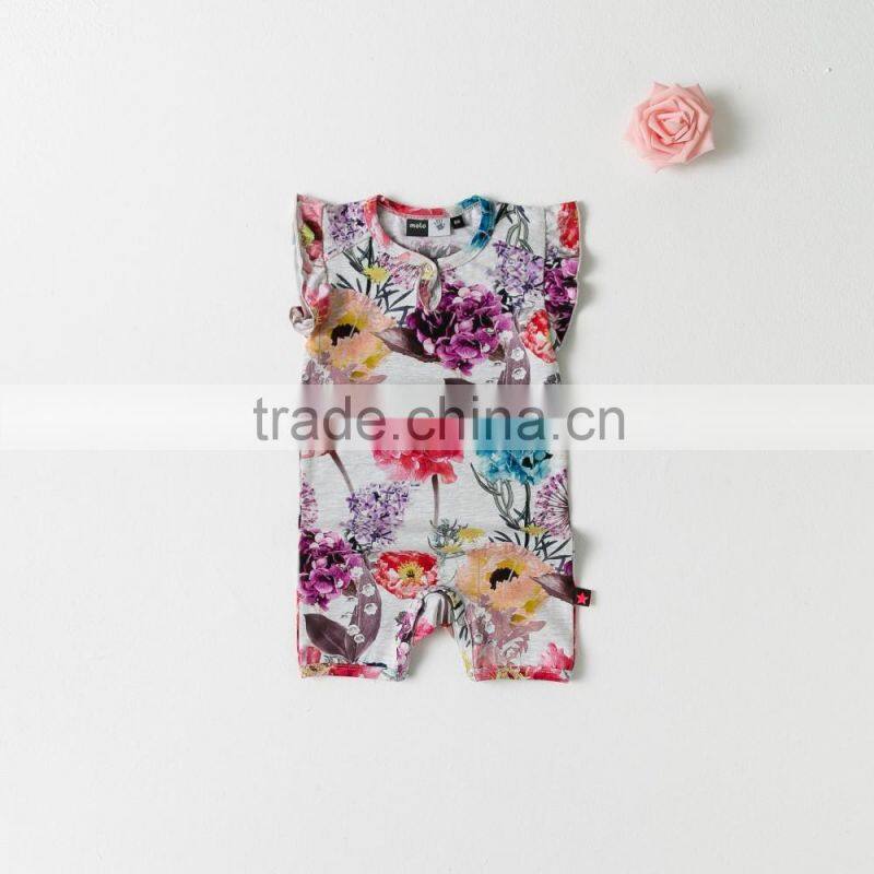 babysuit with all over printing, 95% cotton 5% spandex baby romper