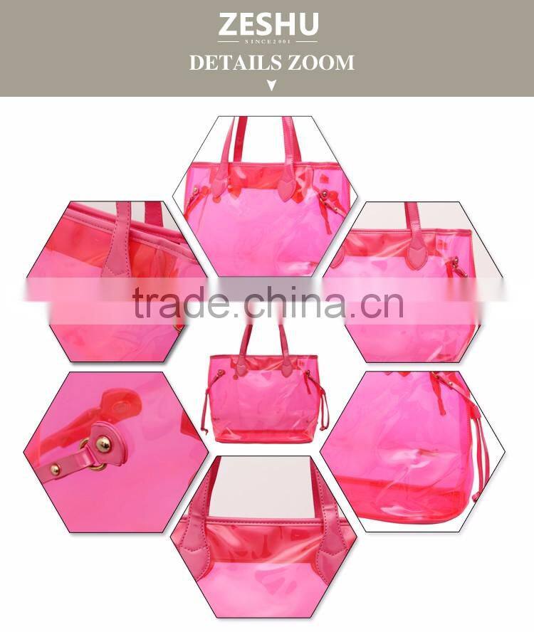 2016 hot lady plastic beach bags handbag
