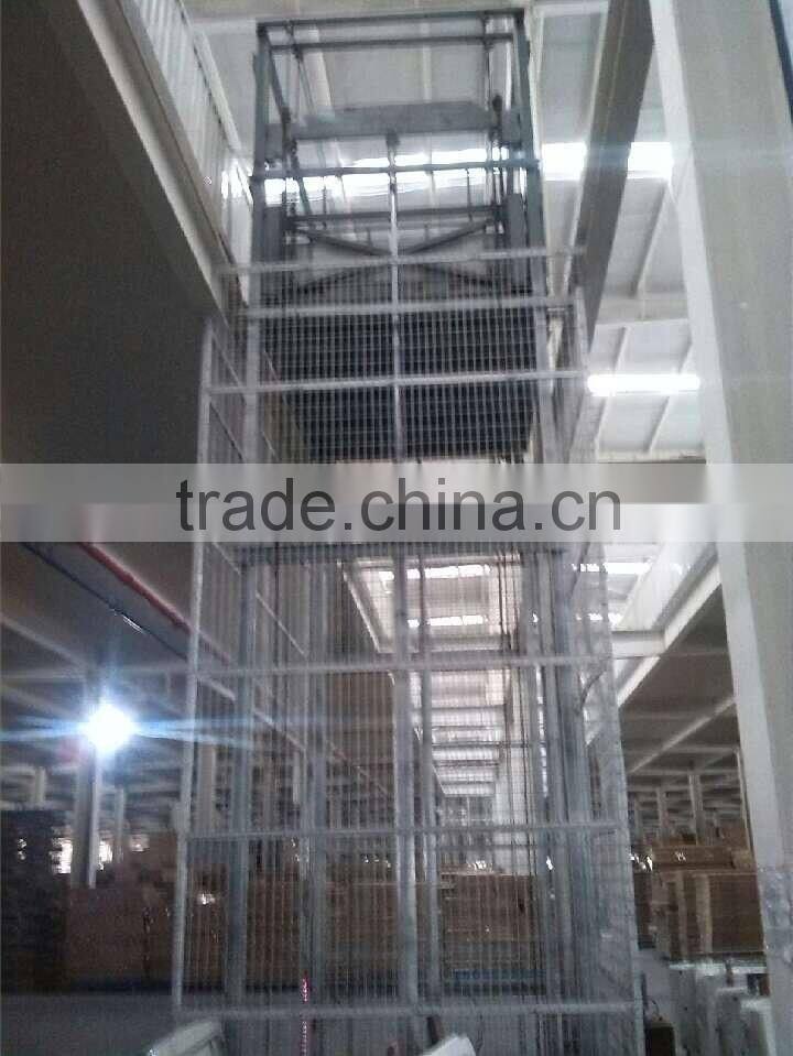 SJG Hydraulic cargo lift/guide rail lift/goods lift for warehouse