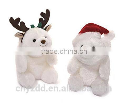 Holiday Set Santa and Reindeer Teddy Bears /Hot Sale Stuffed Teddy Bears in Christmas Clothes/Soft Christmas Toy Sitting Bears